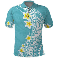 Hawaii Aloha Polo Shirt Plumeria Vintage - Turquoise LT7 Turquoise - Polynesian Pride