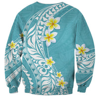 Hawaii Aloha Sweatshirt Plumeria Vintage - Turquoise LT7 - Polynesian Pride