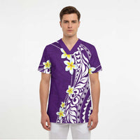 Hawaii Aloha Scrub Top Plumeria Vintage - Violet - Polynesian Pride