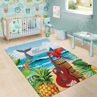 Aloha Honolulu Festival Area Rug Ukulele By The Shore