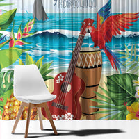 Aloha Honolulu Festival Window Curtain Ukulele By The Shore