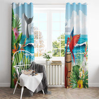 Aloha Honolulu Festival Window Curtain Ukulele By The Shore