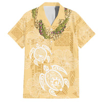 Aloha Honolulu Festival Family Matching Off Shoulder Maxi Dress and Hawaiian Shirt Hawaii Kapa Mix Flowers Lei