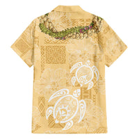 Aloha Honolulu Festival Family Matching Off Shoulder Maxi Dress and Hawaiian Shirt Hawaii Kapa Mix Flowers Lei