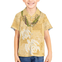 Aloha Honolulu Festival Family Matching Off Shoulder Maxi Dress and Hawaiian Shirt Hawaii Kapa Mix Flowers Lei