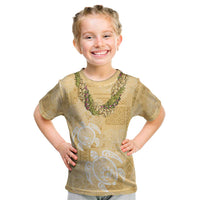Aloha Honolulu Festival Kid T Shirt Hawaii Kapa Mix Flowers Lei LT7 Yellow - Polynesian Pride