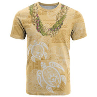 Aloha Honolulu Festival T Shirt Hawaii Kapa Mix Flowers Lei LT7 Yellow - Polynesian Pride