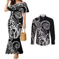 Polynesia Beach Volleyball Personalized Couples Matching Mermaid Dress and Long Sleeve Button Shirt Basic