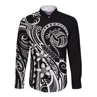 Polynesia Beach Volleyball Personalized Long Sleeve Button Shirt Basic LT7 Unisex Black - Polynesian Pride