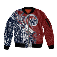 Polynesia Beach Volleyball Personalized Sleeve Zip Bomber Jacket Special LT7 Unisex Red Blue - Polynesian Pride