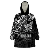 Personalised Father's Day Polynesian Wearable Blanket Hoodie Best Dad Ever - Black LT7 One Size Black - Polynesian Pride