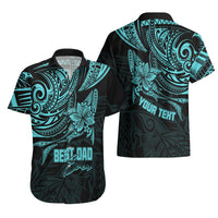 Personalised Father's Day Polynesian Hawaiian Shirt Best Dad Ever - Turquoise LT7 - Polynesian Pride