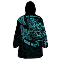 Personalised Father's Day Polynesian Wearable Blanket Hoodie Best Dad Ever - Turquoise LT7 - Polynesian Pride