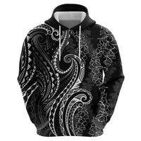 Polynesia Plumeria Lei Hoodie Black Curves Motif