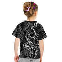 Polynesia Plumeria Lei Kid T Shirt Black Curves Motif