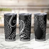 Polynesia Plumeria Lei Tumbler Cup Black Curves Motif