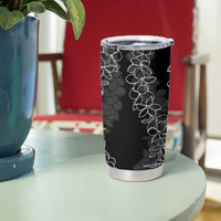 Polynesia Plumeria Lei Tumbler Cup Black Curves Motif