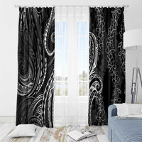 Polynesia Plumeria Lei Window Curtain Black Curves Motif