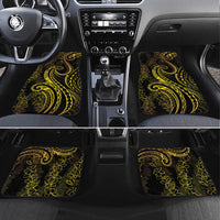 Polynesia Plumeria Lei Car Mats Black Gold Curves Motif