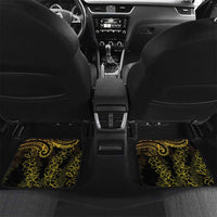 Polynesia Plumeria Lei Car Mats Black Gold Curves Motif