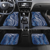 Polynesia Plumeria Lei Car Mats Navy Blue Curves Motif