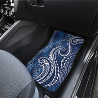 Polynesia Plumeria Lei Car Mats Navy Blue Curves Motif
