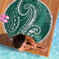 Polynesia Plumeria Lei Beach Blanket Sage Green Curves Motif