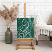 Polynesia Plumeria Lei Canvas Wall Art Sage Green Curves Motif