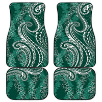 Polynesia Plumeria Lei Car Mats Sage Green Curves Motif