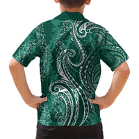 Polynesia Plumeria Lei Family Matching Puletasi and Hawaiian Shirt Sage Green Curves Motif LT7 - Polynesian Pride