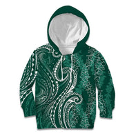 Polynesia Plumeria Lei Kid Hoodie Sage Green Curves Motif