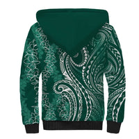 Polynesia Plumeria Lei Sherpa Hoodie Sage Green Curves Motif