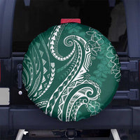 Polynesia Plumeria Lei Spare Tire Cover Sage Green Curves Motif