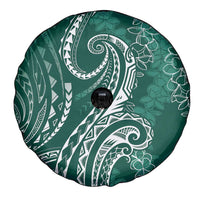 Polynesia Plumeria Lei Spare Tire Cover Sage Green Curves Motif