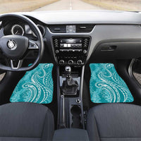 Polynesia Plumeria Lei Car Mats Teal Curves Motif