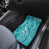 Polynesia Plumeria Lei Car Mats Teal Curves Motif