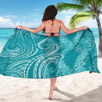 Polynesia Plumeria Lei Sarong Teal Curves Motif