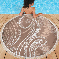 Polynesia Plumeria Lei Beach Blanket Beige Curves Motif