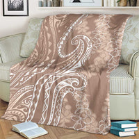 Polynesia Plumeria Lei Blanket Beige Curves Motif