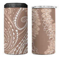 Polynesia Plumeria Lei 4 in 1 Can Cooler Tumbler Beige Curves Motif