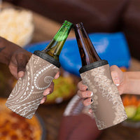 Polynesia Plumeria Lei 4 in 1 Can Cooler Tumbler Beige Curves Motif