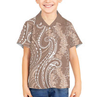 Polynesia Plumeria Lei Hawaiian Shirt Beige Curves Motif