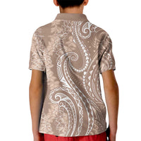 Polynesia Plumeria Lei Kid Polo Shirt Beige Curves Motif