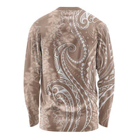 Polynesia Plumeria Lei Long Sleeve Shirt Beige Curves Motif