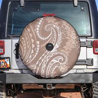 Polynesia Plumeria Lei Spare Tire Cover Beige Curves Motif