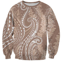 Polynesia Plumeria Lei Sweatshirt Beige Curves Motif