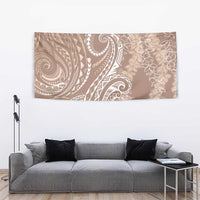 Polynesia Plumeria Lei Tapestry Beige Curves Motif