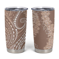 Polynesia Plumeria Lei Tumbler Cup Beige Curves Motif