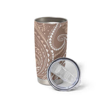 Polynesia Plumeria Lei Tumbler Cup Beige Curves Motif