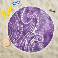 Polynesia Plumeria Lei Beach Blanket Periwinkle Curves Motif